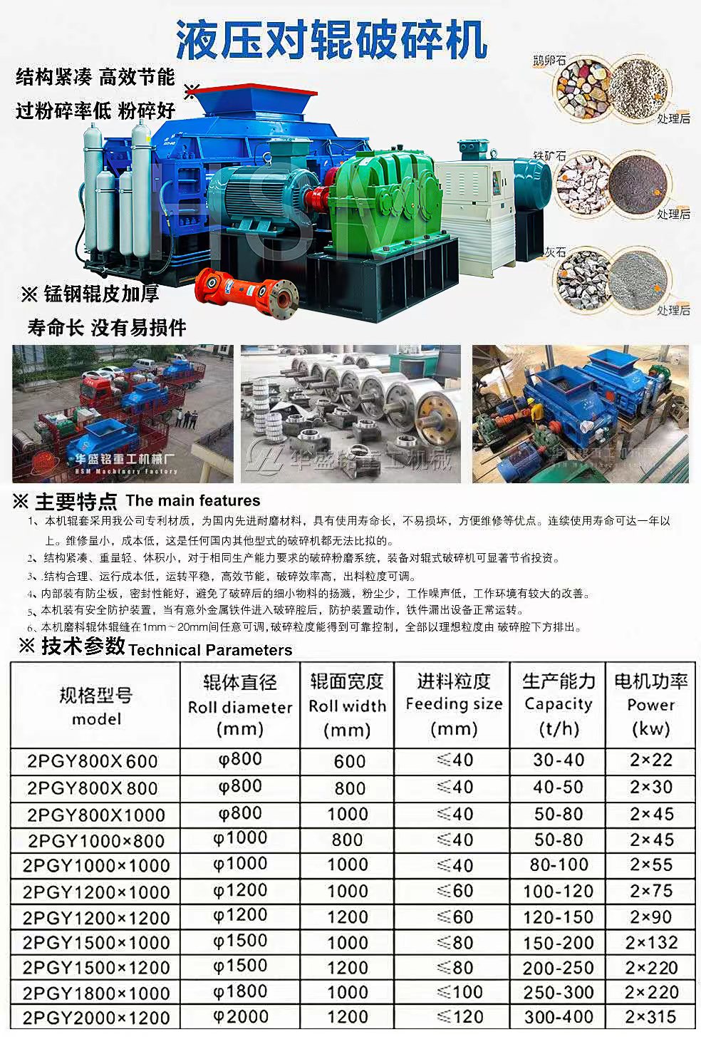 對輥破碎機(jī)型號大全